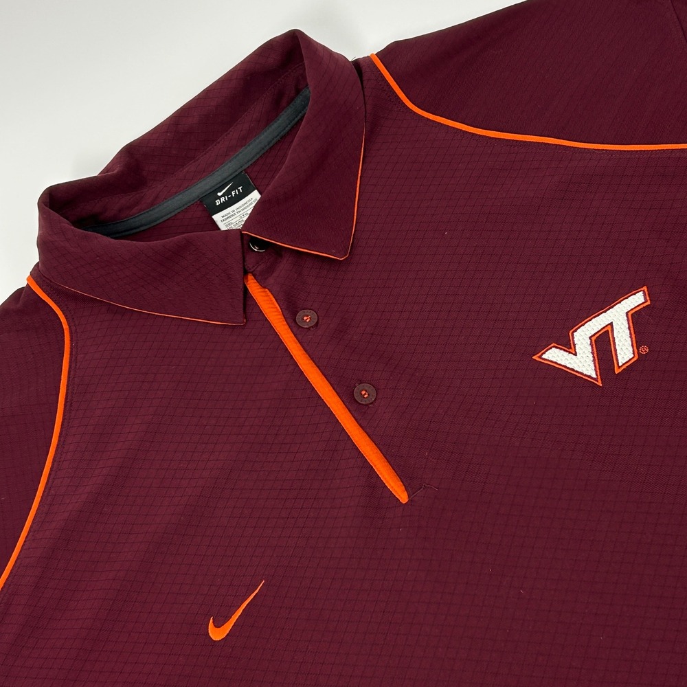 Virginia Tech Hokies Shirt Men's 3XL Maroon Nike Dri-Fit VT Short Sleeve Polo